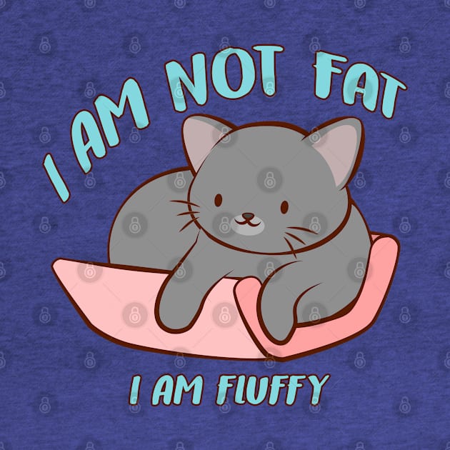 I am not fat Kawaii Kitty Cat by Irene Koh Studio